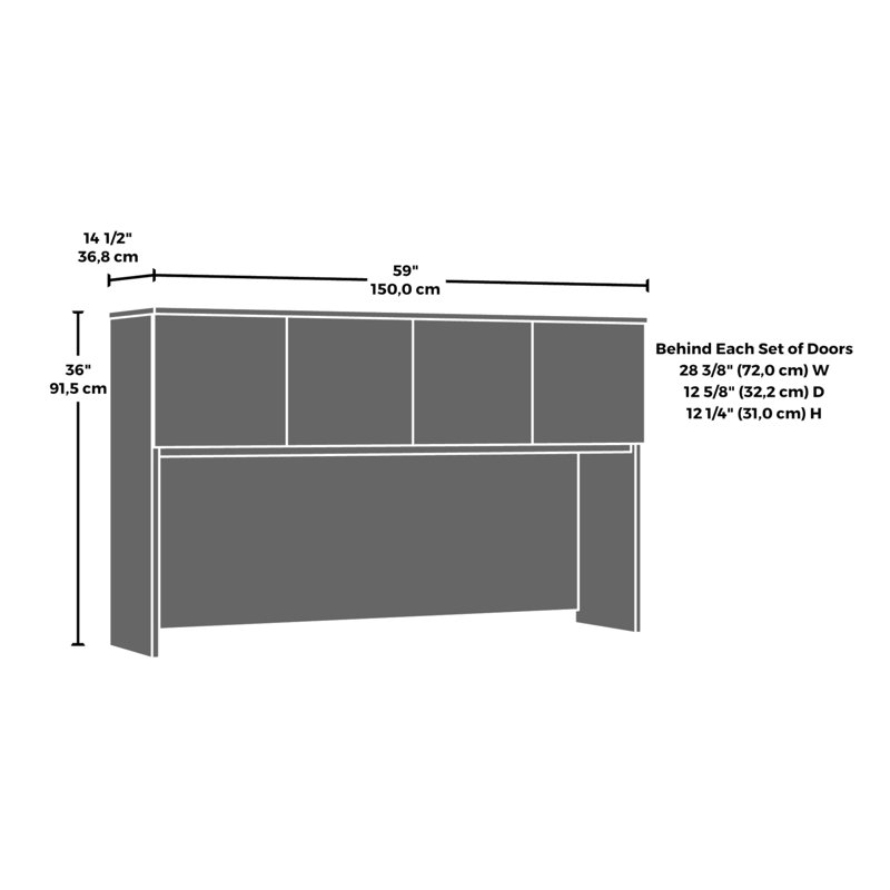 60" x 30" Desk With Hutch, 64.29" H x 59.09" W x 23.5" D