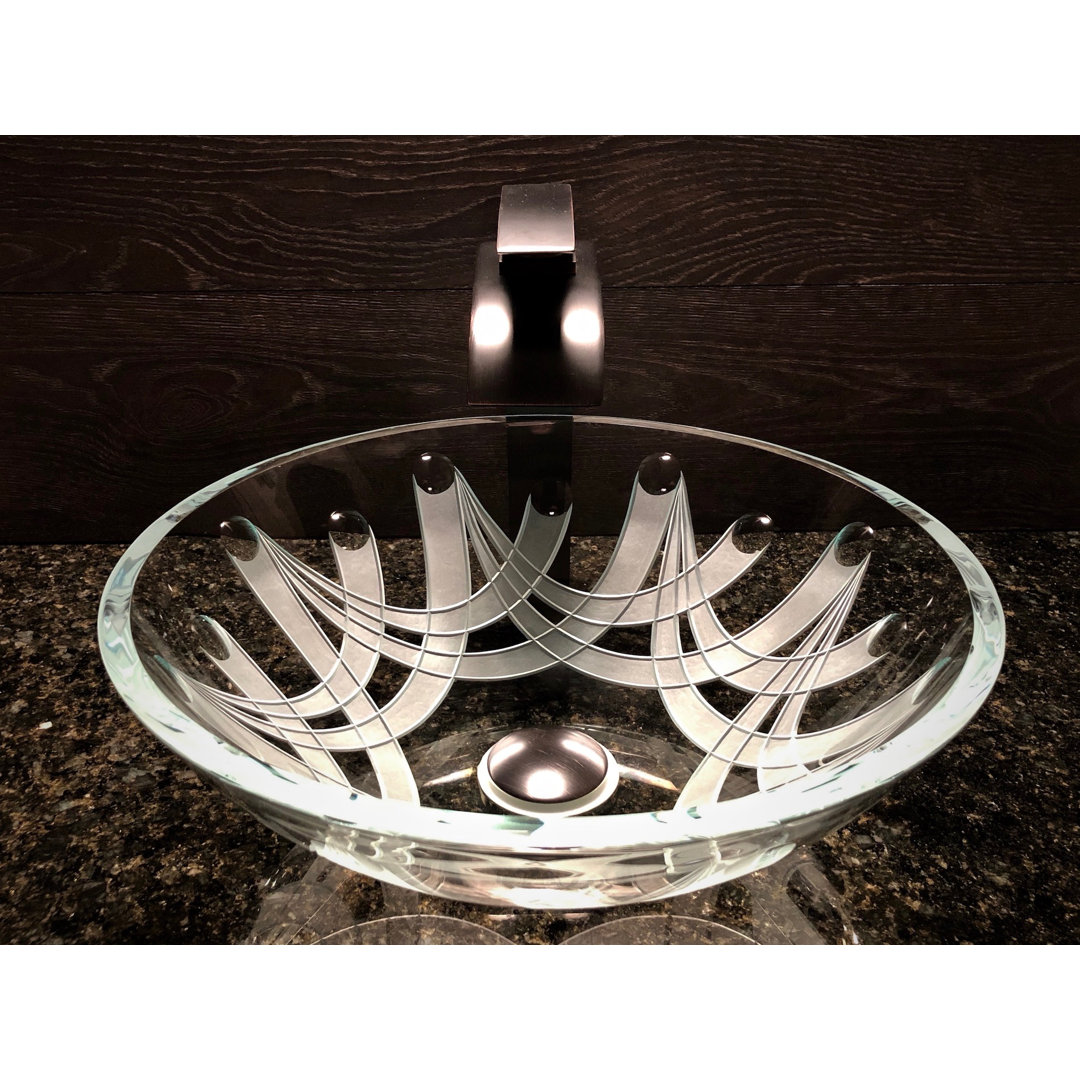 Elegant Glass Engraving Studio 16.5'' Glass Circular Bathroom Sink Elegant Glass Engraving Studio