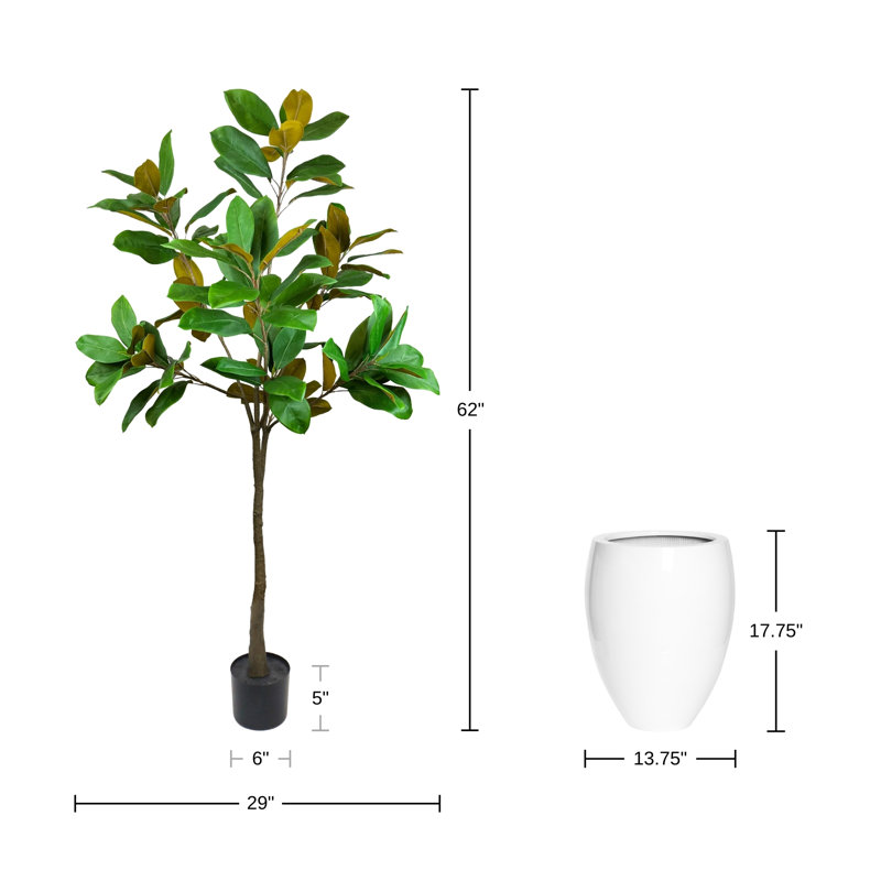 UV Rated 5' Magnolia Tree Drop-In with Fiberstone Planter