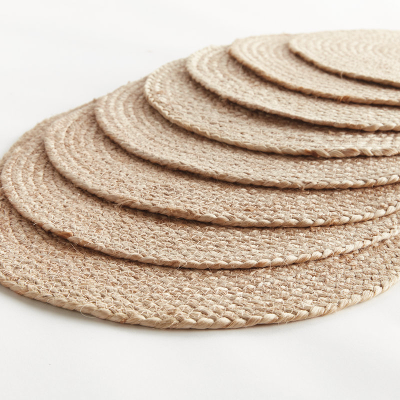 Napperon ovale en jute, ensemble de 8, Tanné