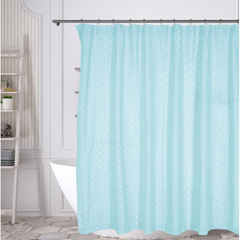 Rideau de douche simple 100% coton Spooner, Turquoise
