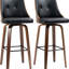Tabourets de bar noirs, hauteur, de 2 po. Cuir avec repose-pieds et dossier. Rotation à 360 °, pieds en bois massif pour une hauteur de soutien, 2 en noir. Dossier et repose-pieds. Pivot, une base élégante
