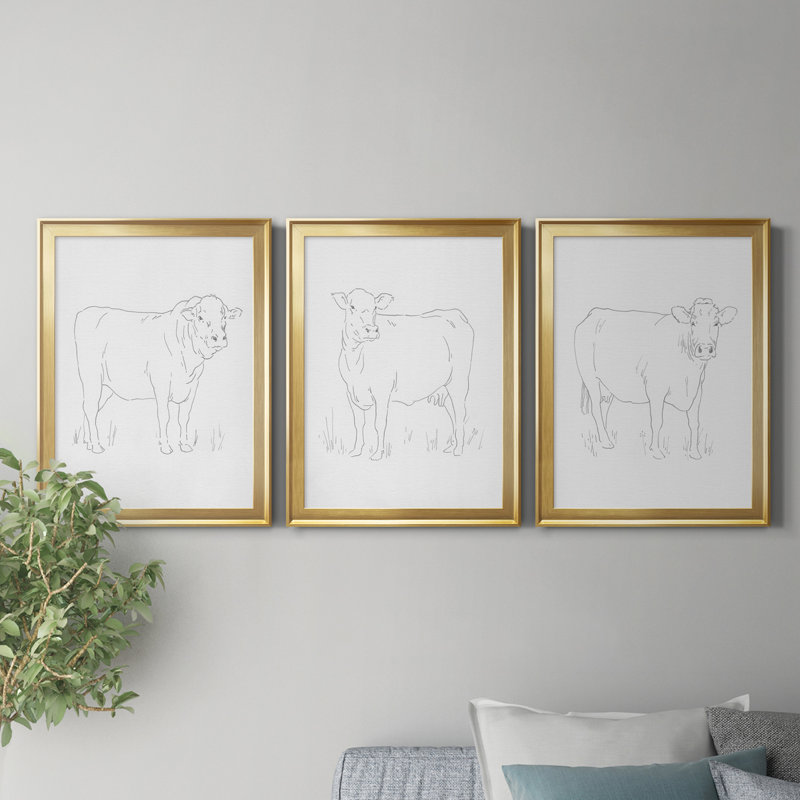 «Limousin bovins I», reproduction encadrée de qualité supérieure - prête à être accrochée, H 30,5 po x l 67,5 po x P 1 po