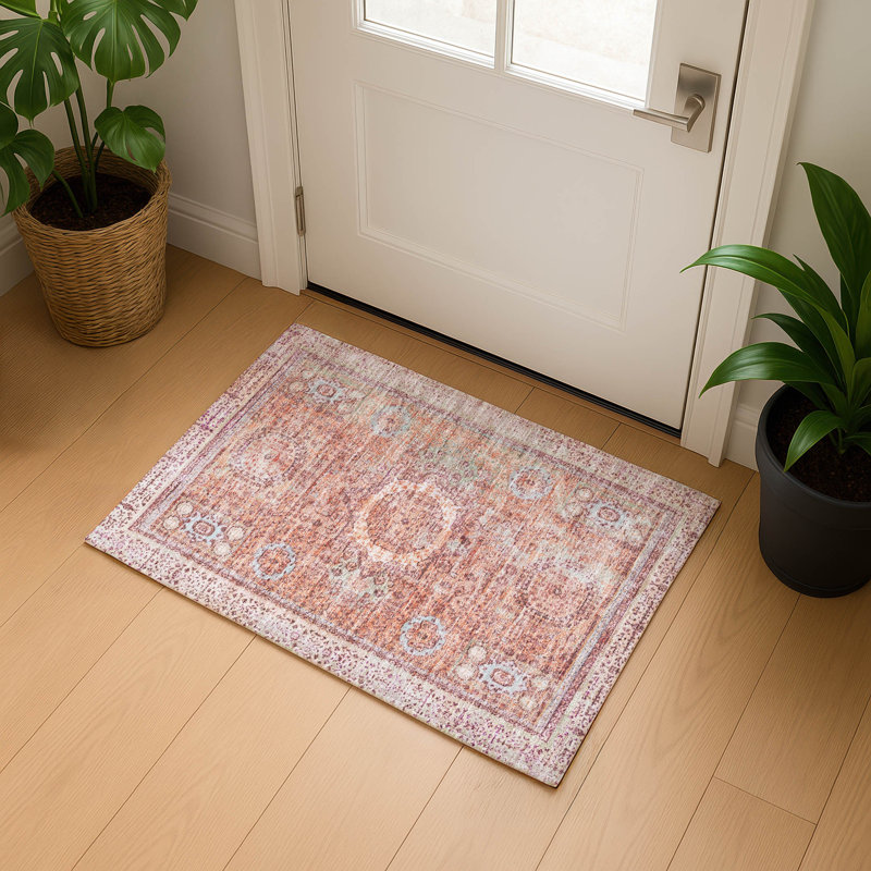 Premium Machine Washable Lubbers AMF1740 Border Rug, Rectangle 1'8" x 2'6"