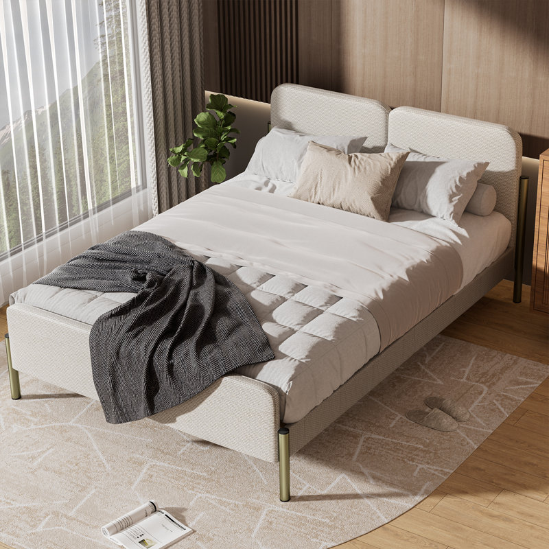 Jozetta 63.3" Queen Beds Upholstered Platform Bed with Storage, Solid Color