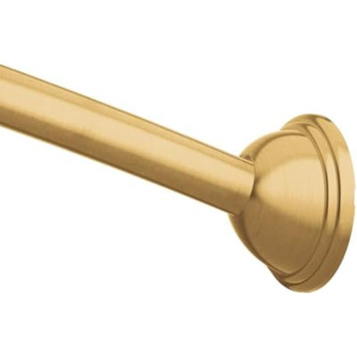 Brushed Gold 54 To 72-Inch Adjustable Single Curved Shower Rod, Wall Mounted Permanent Shower Curtain Rod For Bathroom