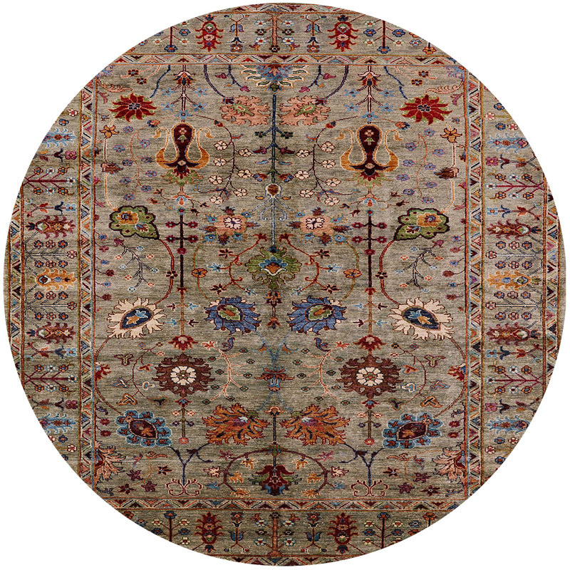 Tapis 100% Mid-Century moderne lavable à la machine 2418, Rond 5 pi