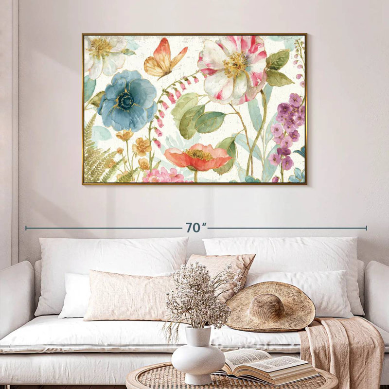 Rainbow Seeds Fleurs sur bois, 46 po x 31 po, Cadre flottant doré
