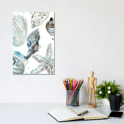 Cerulean Seashells III by June Erica Vess - Wrapped Canvas Print