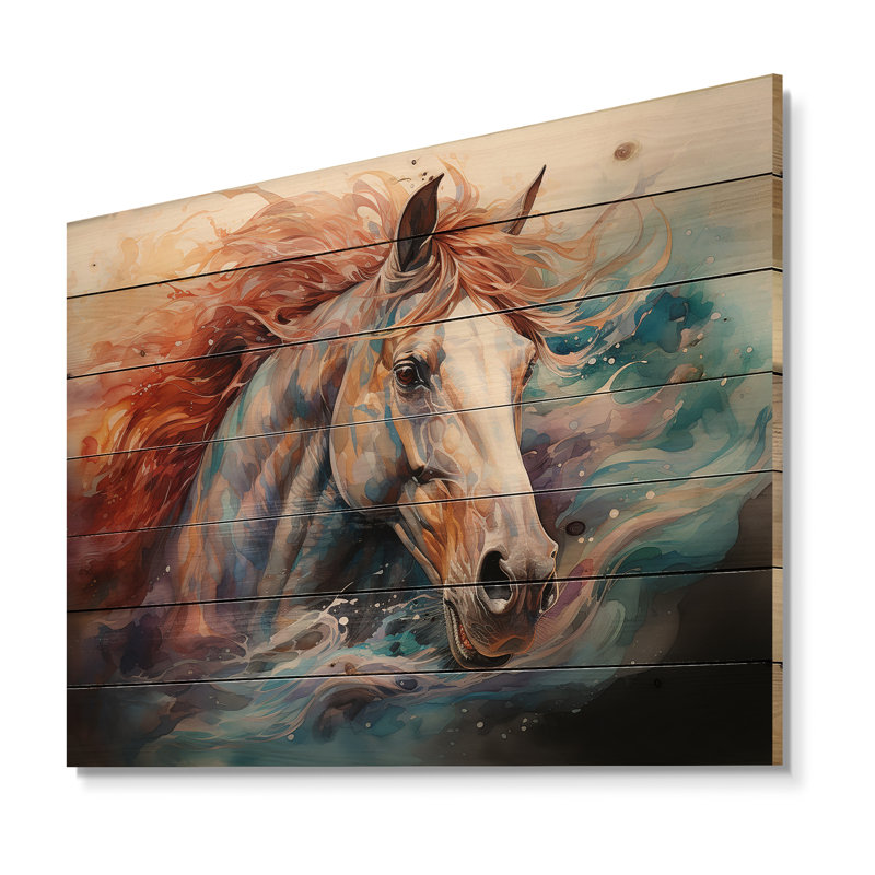 Native Art The Spirit Horse I sur impression sur bois, H 24 po x l 32 po x P 0,78 po