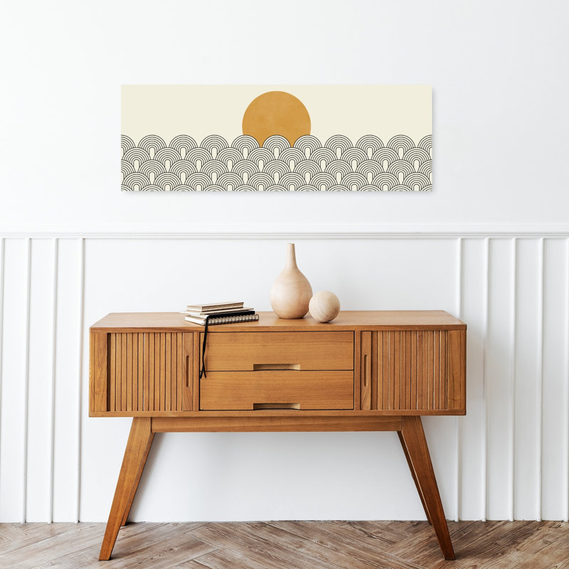 Golden Sun Waves by Vitor Costa - Wrapped Canvas Panoramic Print, 30.48 cm H x 91.44 cm W
