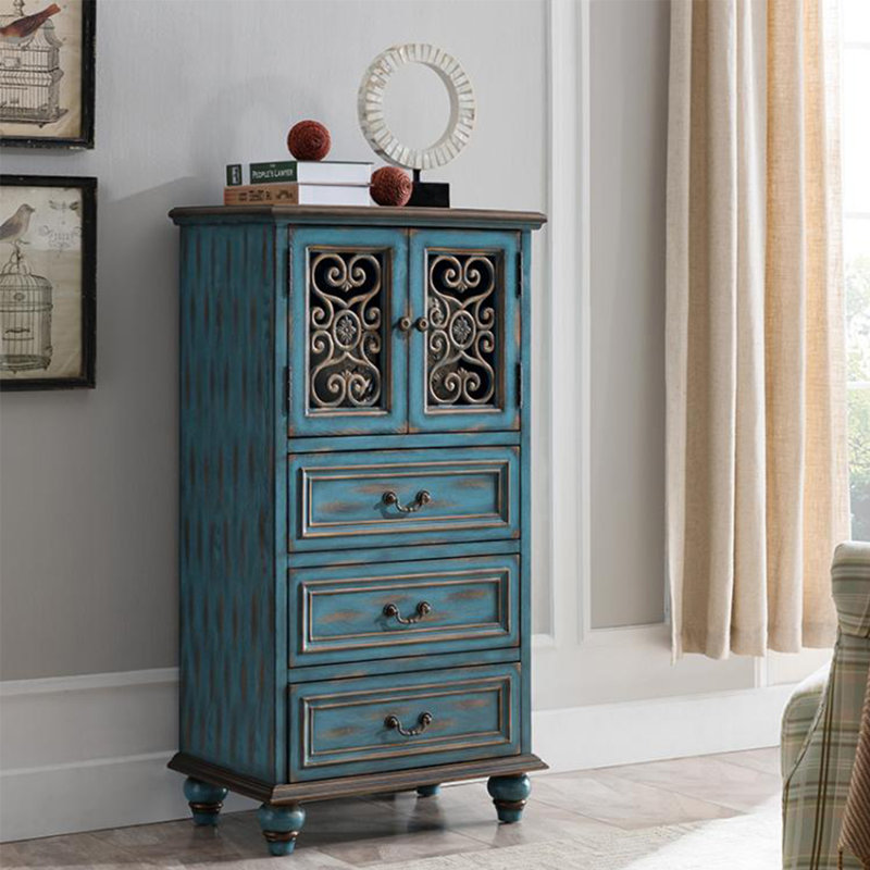 Armoire d'appoint polyvalente de style rustique américain, Brun/bleu