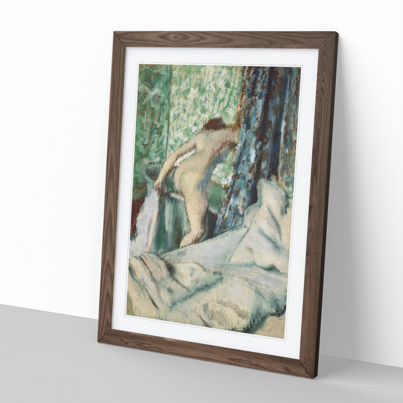 Nude Woman in the Bath by Edgar Degas - Framed Print, 48cm H x 36cm W x 2cm D, Walnut Framed