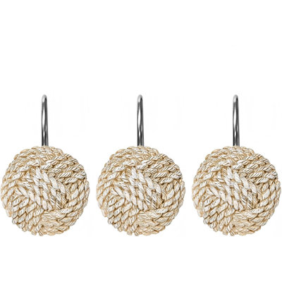 Crochets de rideau de douche Boho Knots, anneaux de rideau de douche décoratifs pour la salle de bain, cintres nautiques de salle de bain, accessoires de salle de bain, ensemble de 12