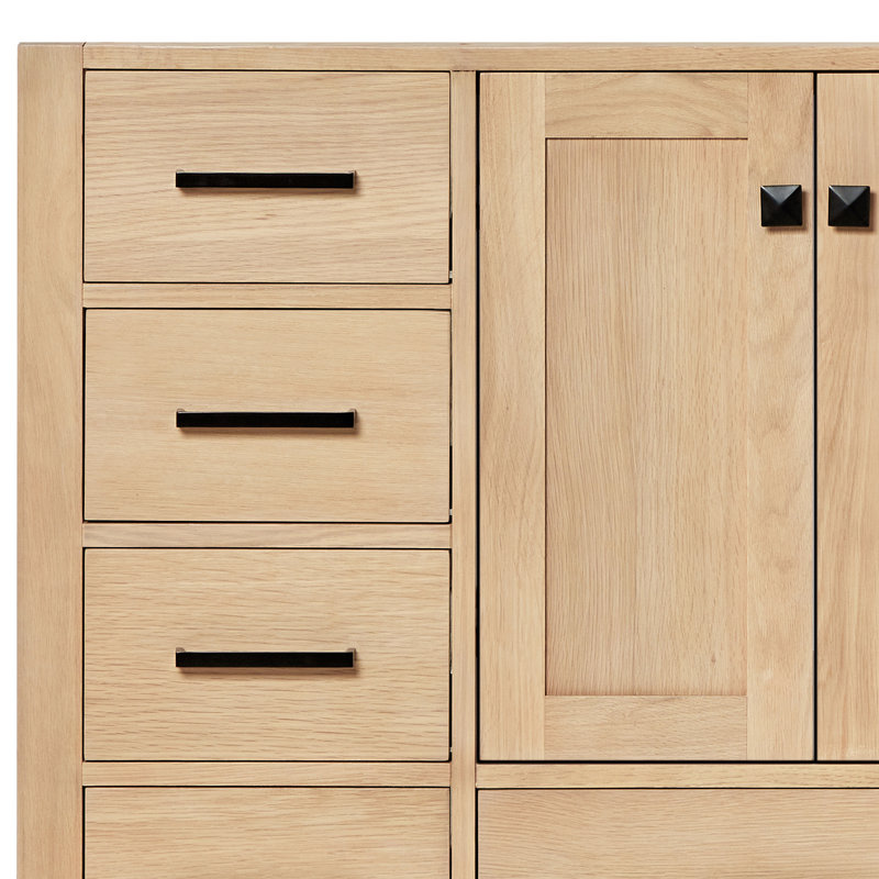Cambridge 37'' W Single Vanity, Pure White Quartz, Oak, Rectangular