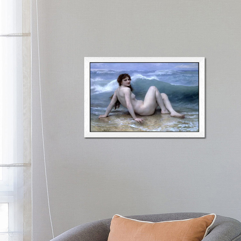 The Wave (La Vague) by William-Adolphe Bouguereau - Painting on Canvas, 101.6 cm H x 66.04 cm W, White Framed