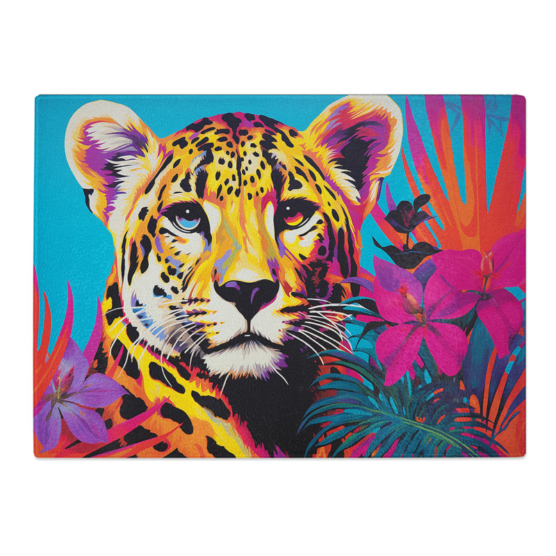 Cheetah Pop Art  Glass Chopping Board