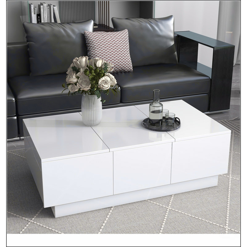 Table basse multifonctionnelle avec 2 grands compartiments de rangement cachés, Noir
