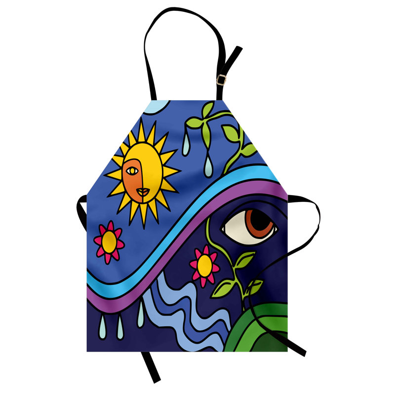 Multicolore, tablier abstrait Loel East Urban Home unisexe, fleurs ensoleillées, taille adulte