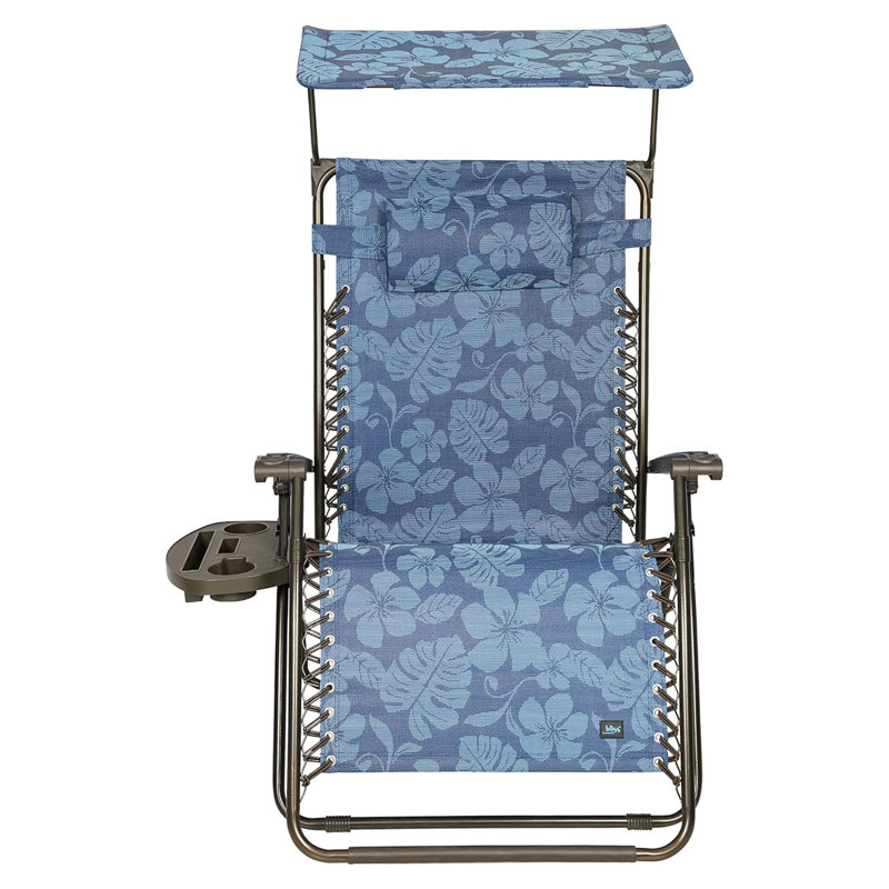  Chaise longue d'extérieur à gravité zéro 33 po avec auvent, bleu