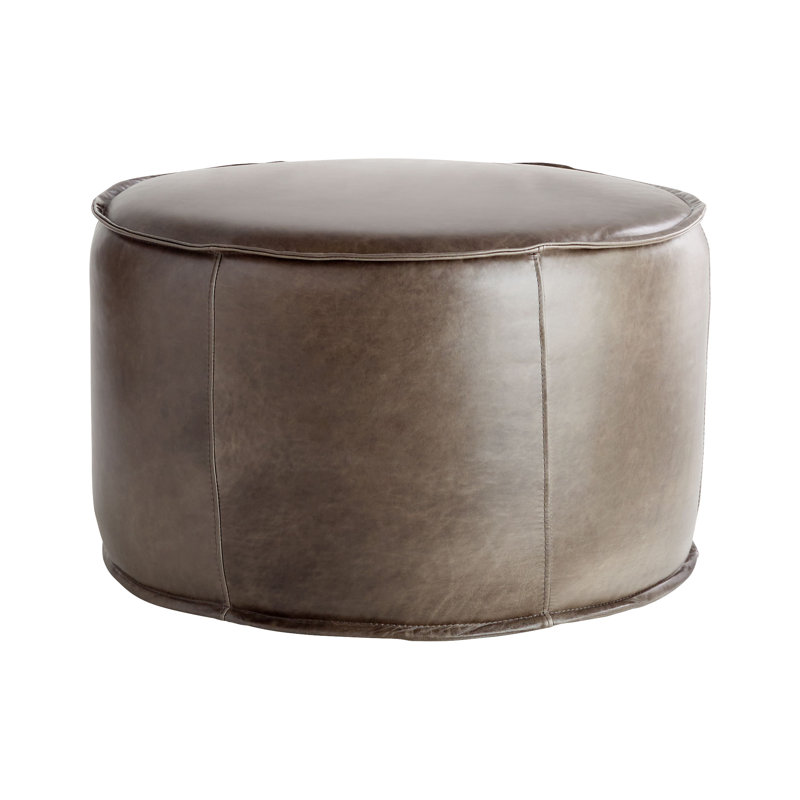 Lusso Round Leather Pouf