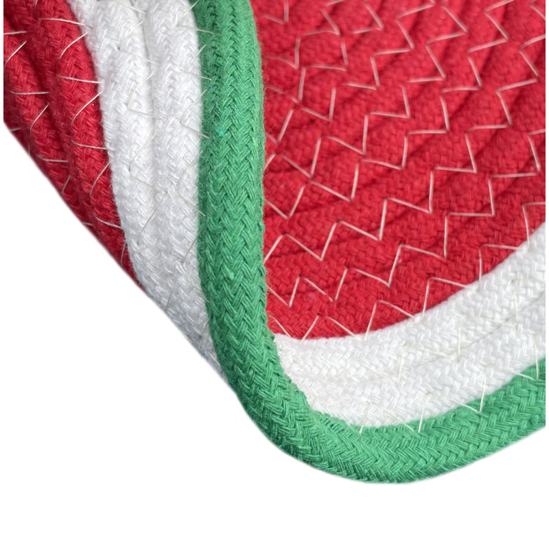 Polyester Round 4 Piece Trivet Set, Red/Green/White