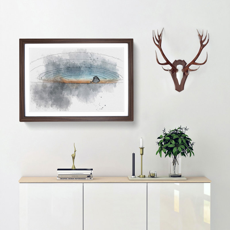 Lone Tree in Brandenburg Germany in Abstract - Picture Frame Graphic Art Print, 35cm H x 50cm W x 2cm D, Walnut