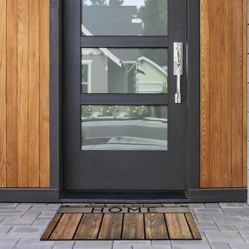 Tapis d'extérieur antidérapant 18 po x 30 po, Brun / Noir