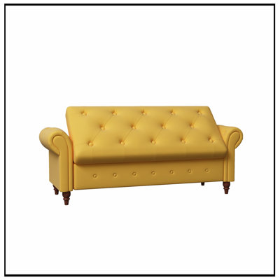 Bench with button tufted seat and armrest