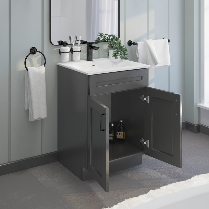 Armoire de meuble-lavabo 24 po gris Shaker