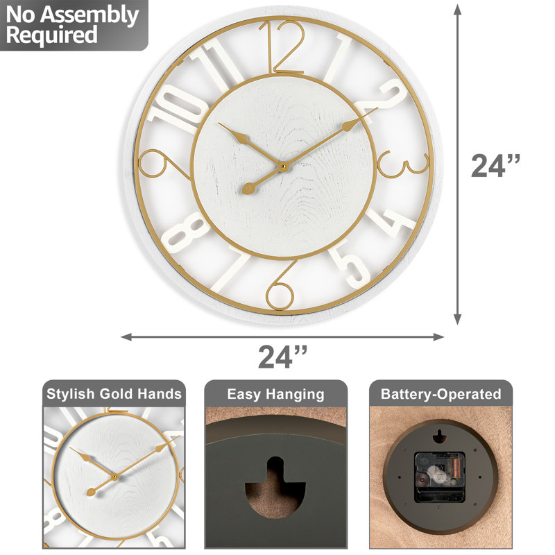  Horloge murale 24 po, Blanc