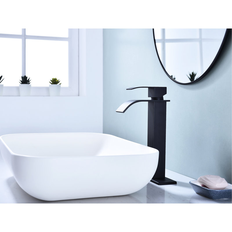 Matte Black Bathroom Sink Faucet With Waterfall Spout, Single Handle Design For Seamless Water Control, Composed Of Stainless Steel Vanity Spout In Black, Built A Fixture