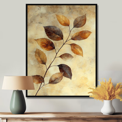 Tyra brun délavé sépia feuilles V - feuilles, art mural