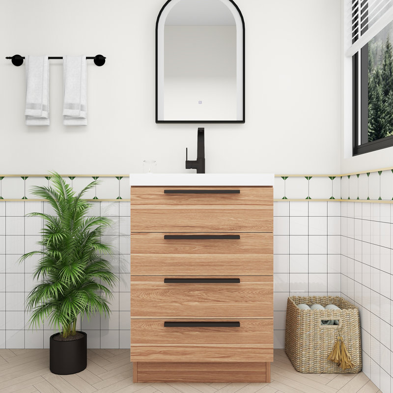 Meuble-lavabo autoportant Carla, Chêne blanc, 24"
