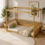 Cadre de lit à baldaquin simple avec garde-corps pour enfants, lit de sol simple à baldaquin, lit de sol pour enfants Montessori, cadre de lit à baldaquin en bois pour filles, garçons (simple, naturel)