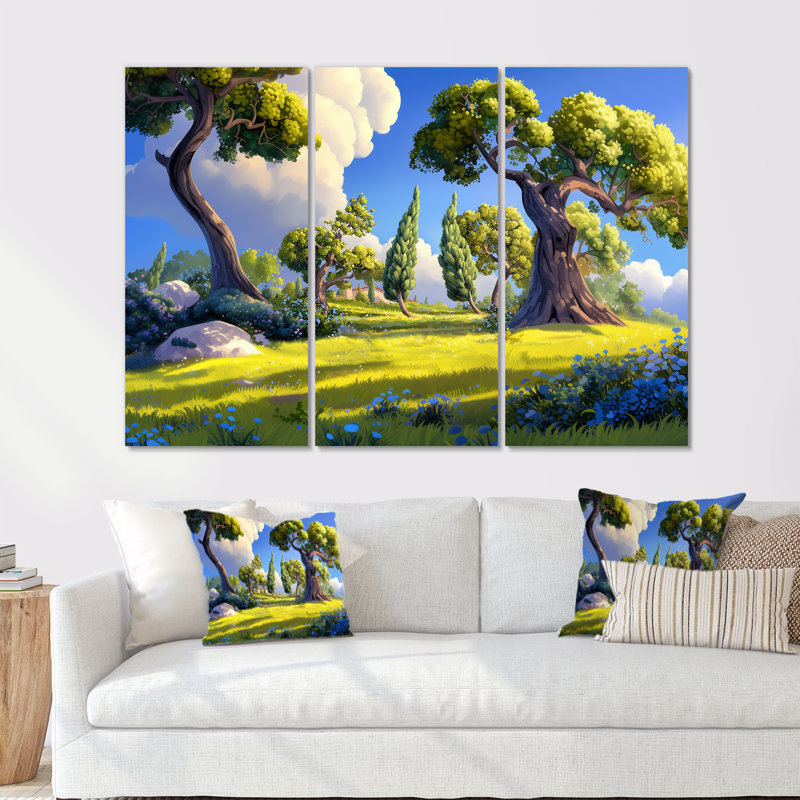 Ensemble d'art mural «The Swaying Cypress Pointillism X - Van Gogh», H 28 po x l 36 po, Toile tendue, Ne s’applique pas