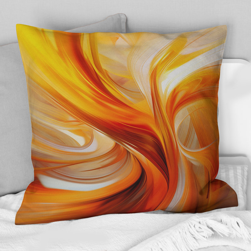 Orange Abstract Warm Fractal Design VII - Fractals Printed Throw Pillow
