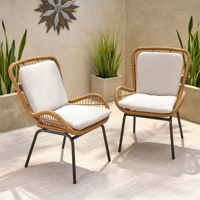 Ensemble de chaises d'extérieur Mccaskill avec coussins confortables pour une détente et une conception en osier durable