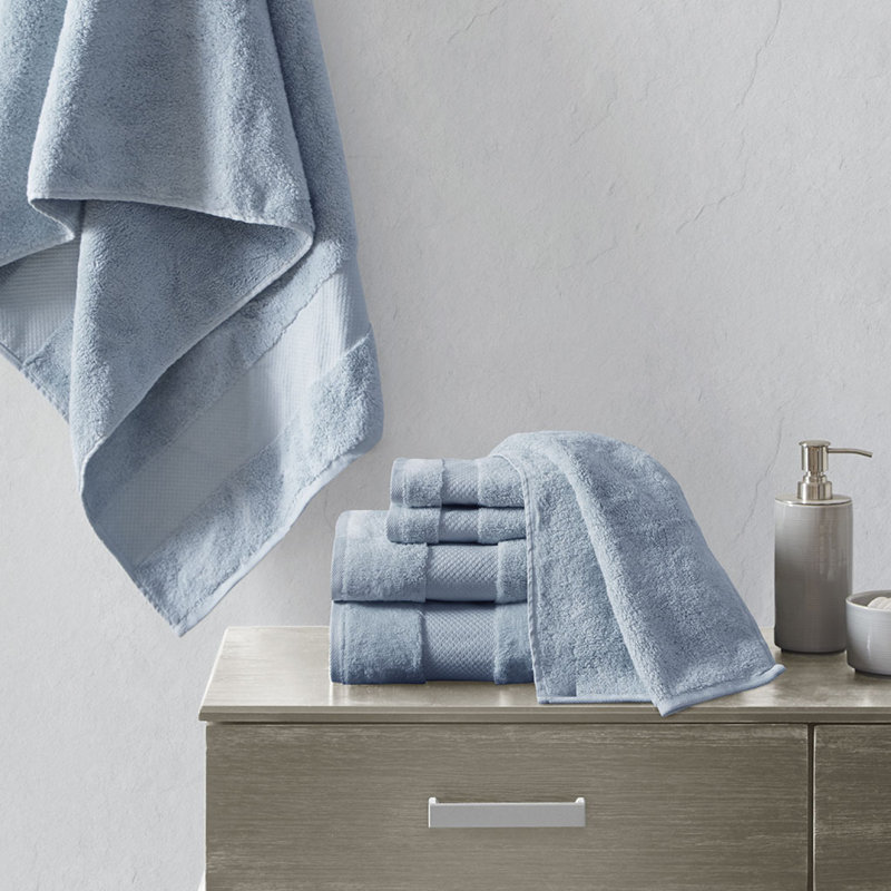 Cotton 6 Piece Bath Towel Set, Blue