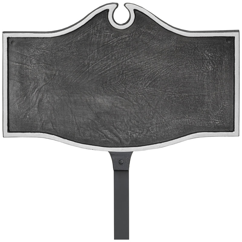 Colonial Petite Address Sign Plaque with Lawn Stake, Yes, Swedish Iron/Silver