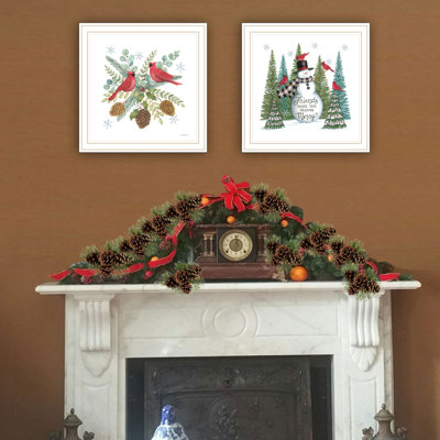 "Trendy Decor" 4U 2 pièces Vignette Friends Make The Season Merry White, art mural encadré pour le salon, impression murale pour chambre à coucher pour la décoration intérieure par Deb Strain