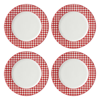 Assiettes à dîner en vichy rouge Lenox, ensemble de 4