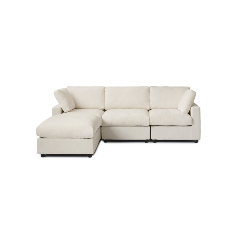 Kessi 4-Piece Slipcovered Sectional, Beige Chenille