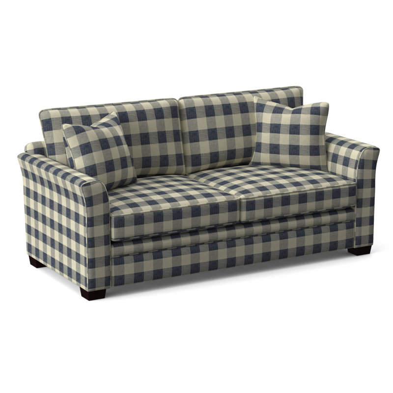 Bridgeport Upholstered 85'' Sofa, Celery Finish, Blue Buffalo Check; 0120-61