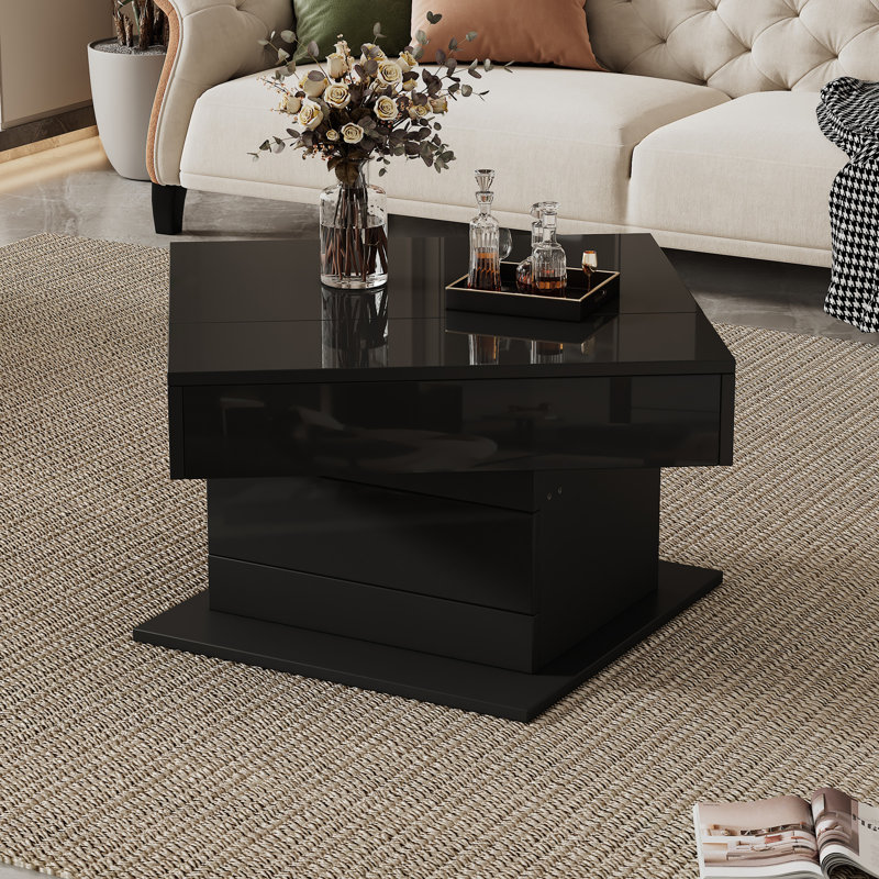 Lift Top Frame Coffee Table with Storage, Black