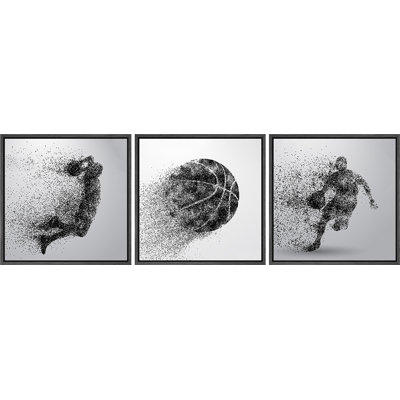 Sport Play Basketball On Canvas 3 Pieces Print