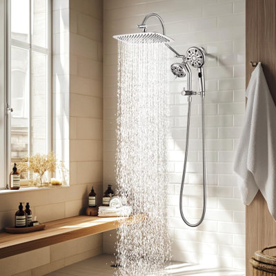 Pomme de douche à pluie en métal 12 po avec 7 + 2 fonctions