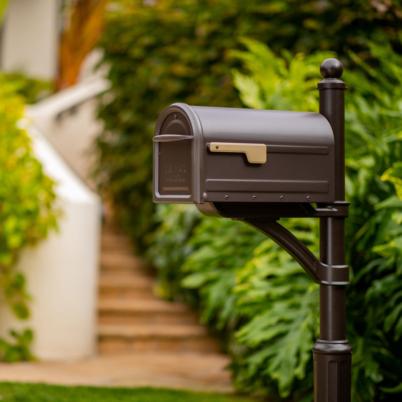 Roxbury Rubbed Bronze Aluminum Post Mount Mailbox