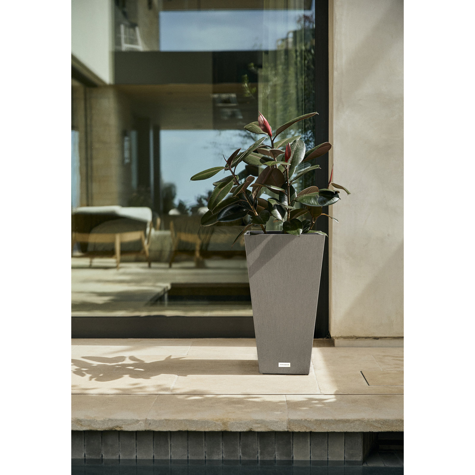 Pure Series Midland Planter, Charcoal Gray, 24.25" H x 13.5" W x 13.5" D, Set of 1