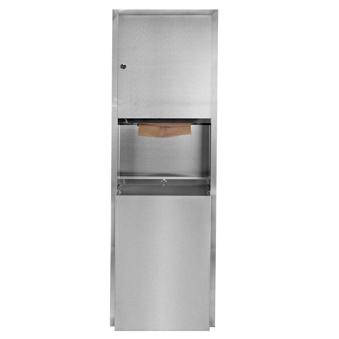 56 in. Stainless Steel Recessed Commercial Paper Towel Dispenser with 12 Gal. Waste Receptacle Alpine Industries